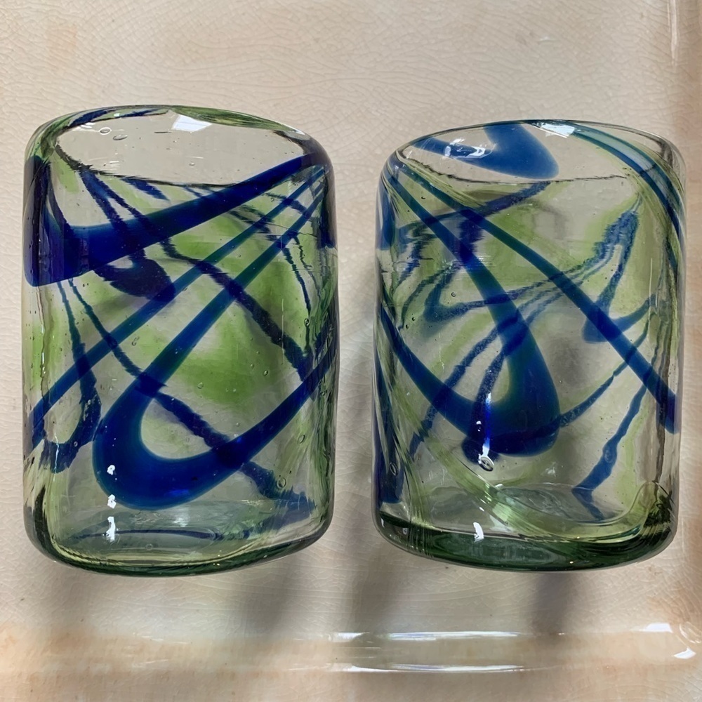 Vintage Hand Blown Glasses Set of 2